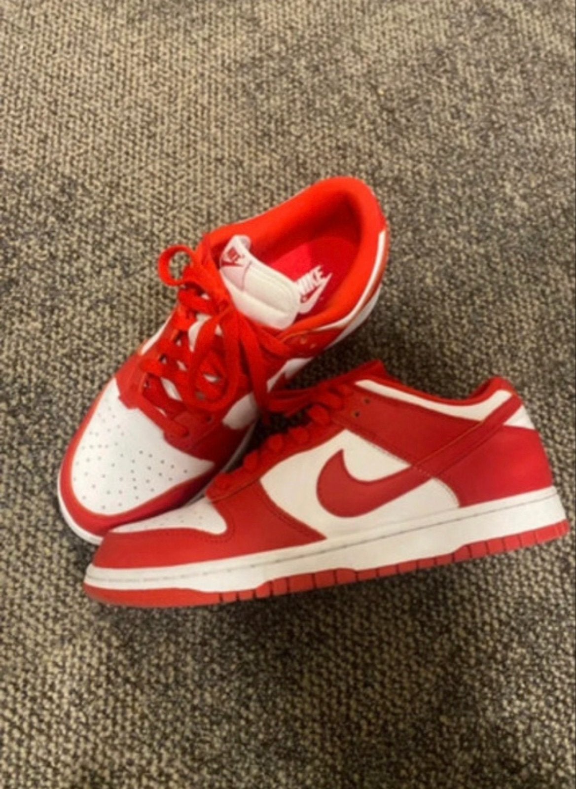 Nike Dunk Low Retro Red White - Maat 40.5, Verzenden, Rood, Sneakers of Gympen, Zo goed als nieuw