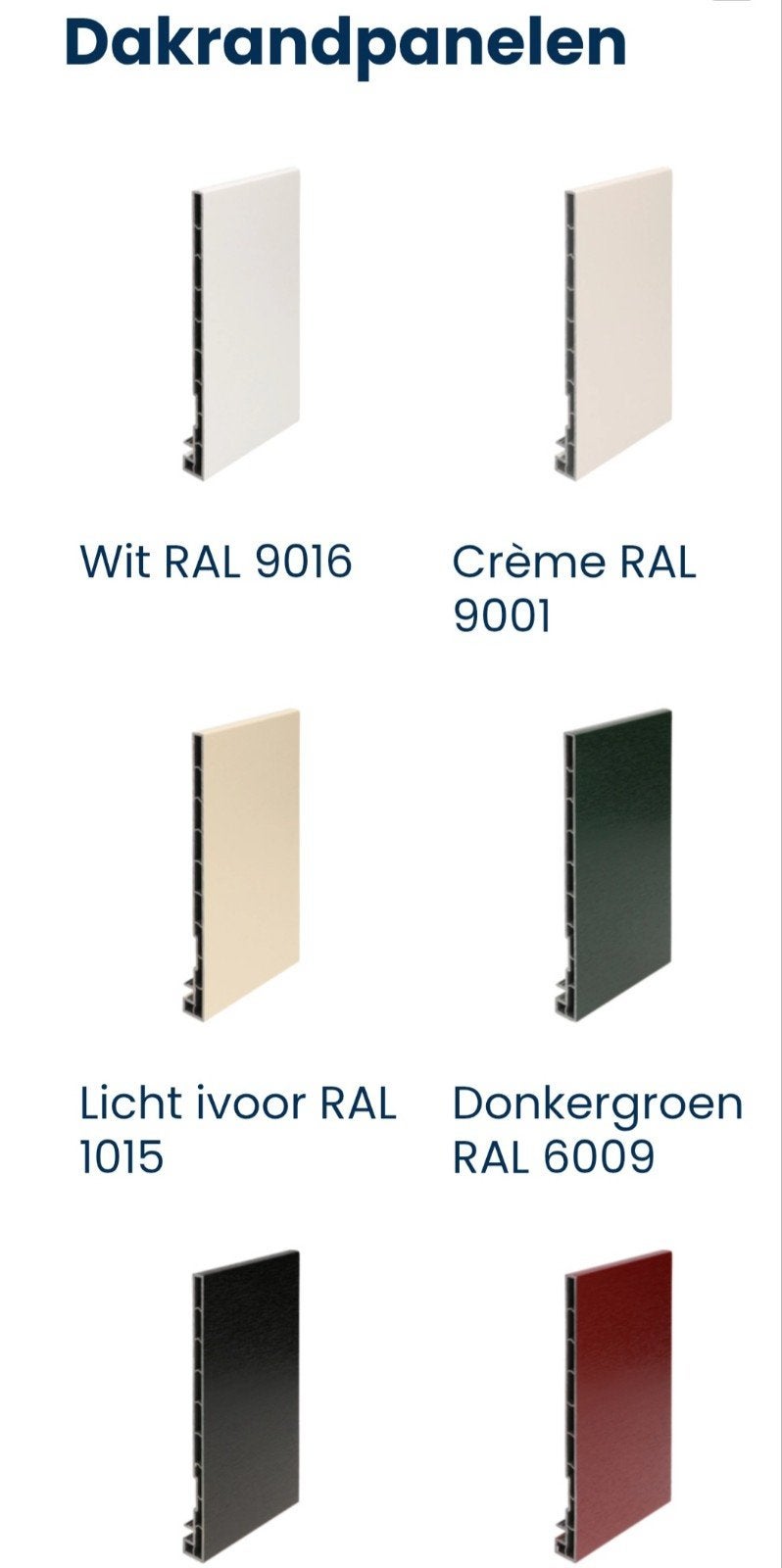 Dakrandpaneel 20 - 25  - 30 -  35 cm  verschillende kleuren, Doe-het-zelf en Verbouw, Ophalen of Verzenden
