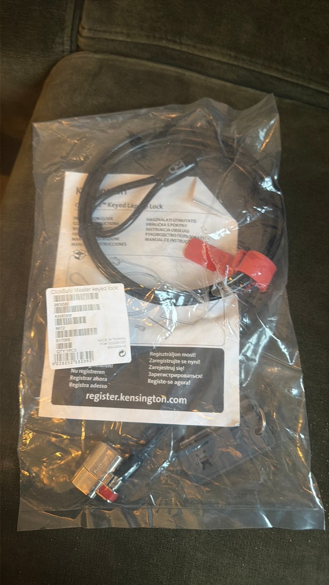 Kensington clicksafe master keyed lock laptopslot, Ophalen of Verzenden, Nieuw