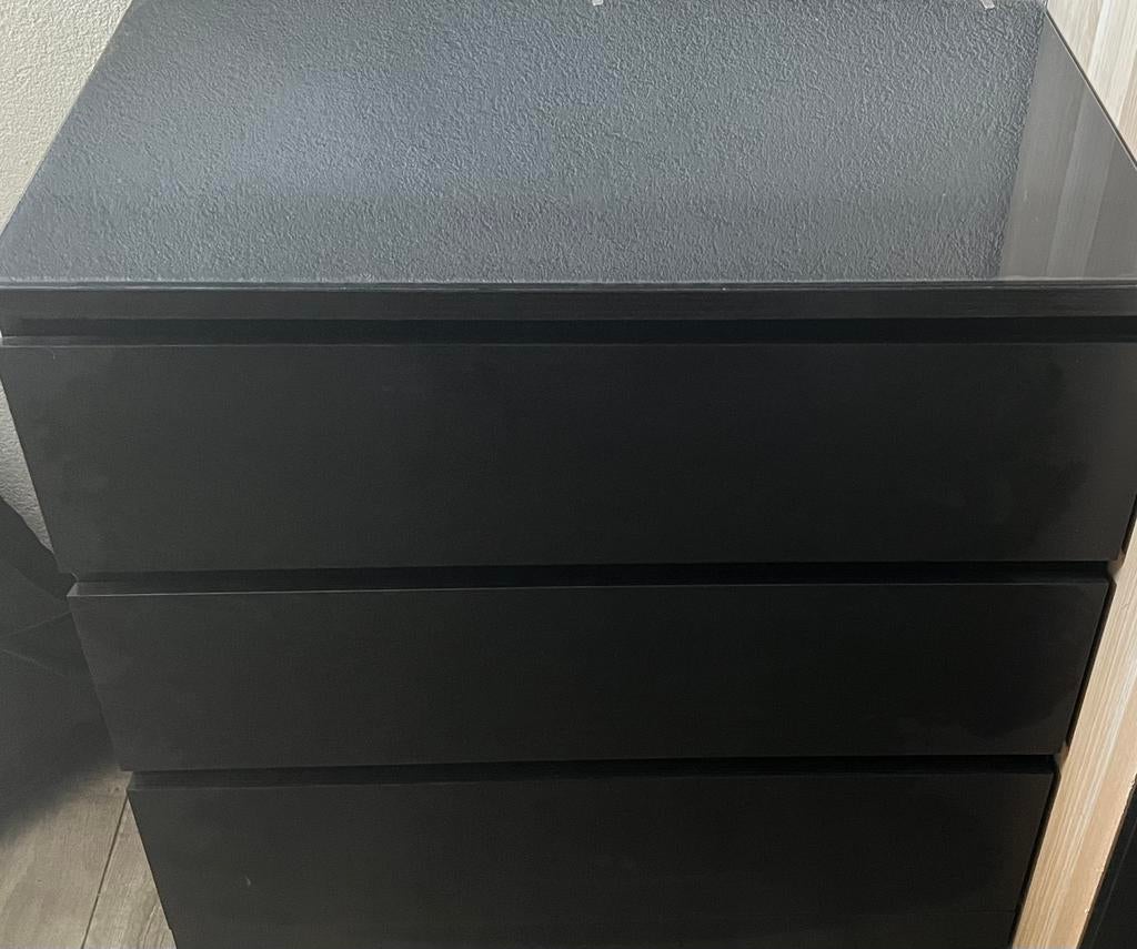 Ikea ladekast Malm zwart, Ophalen, 50 tot 100 cm, Zo goed als nieuw, 3 of 4 laden