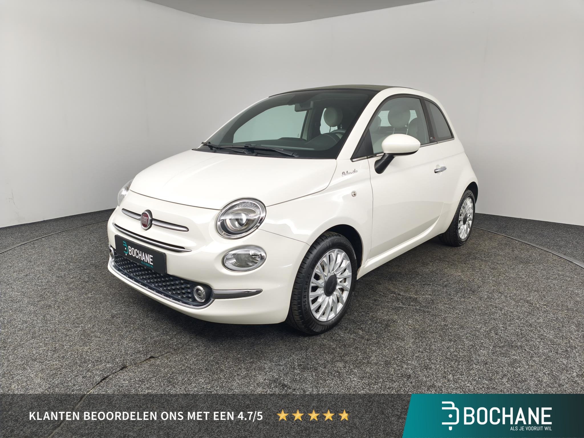 Fiat 500C 1.0 Hybrid Dolcevita | Panoramadak | Navigatie | C, Voorwielaandrijving, Stof, 4 stoelen, Wit