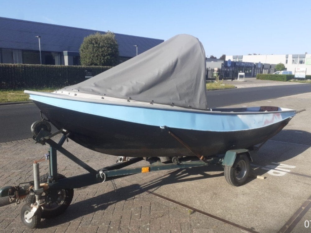 Stalen sloep + motor in supergoede staat en zeer kompleet, Watersport en Boten, Ophalen, 8 pk, 4 m, Dekzeil