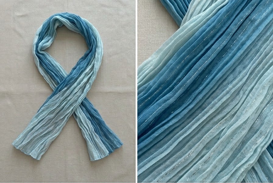 Lichte sjaal met een blauw kleurverloop (ombre), Kleding | Dames, Ophalen of Verzenden, Zo goed als nieuw, Maat 46/48 (XL) of groter