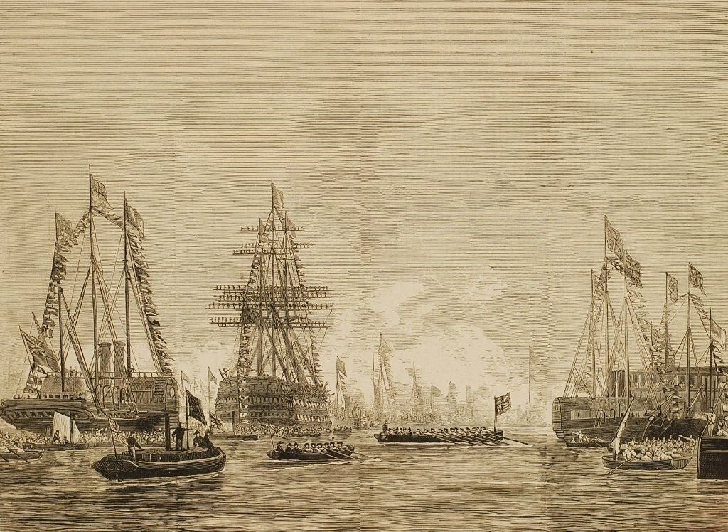 Antieke Prent 1874 Gravesend Aankomst Hertog Edinburgh, Verzenden, Voor 1940, Zo goed als nieuw