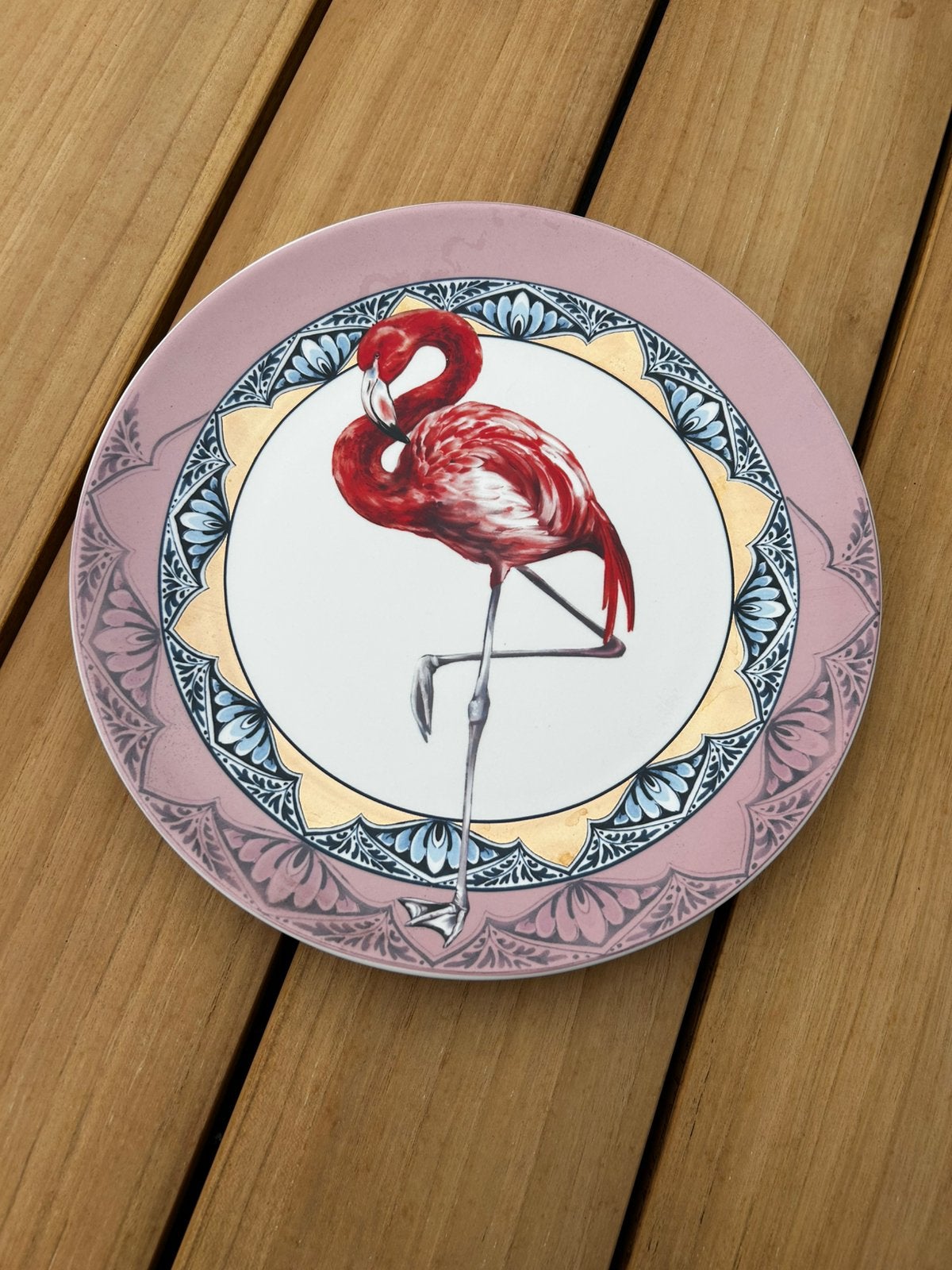 Wandbord Heinen Delfts Blauw Flamingo, Ophalen, Meerkleurig, Steen/keramiek, Zo goed als nieuw