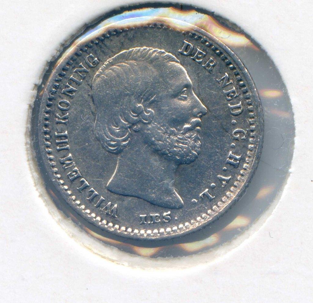 Nederland 5 Cents 1863, Verzenden, Koning Willem III, 5 cent, Zilver