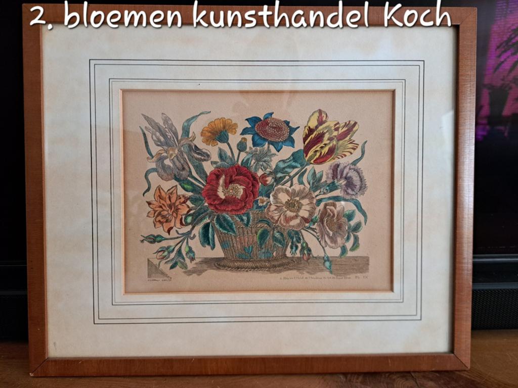 Ingelijste bloementekening van Kunsthandel Koch, Ophalen of Verzenden