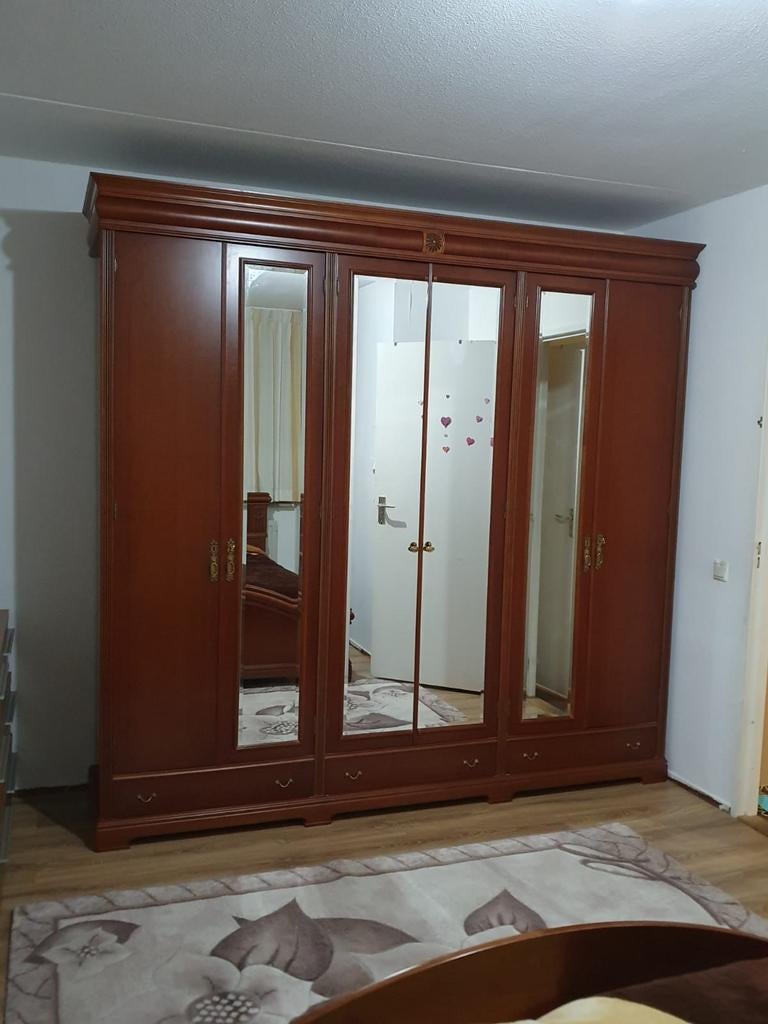 Complete Slaapkamer Set - Klassiek Hout met Spiegels, Ophalen of Verzenden, Zo goed als nieuw, Tweepersoons, Klassiek