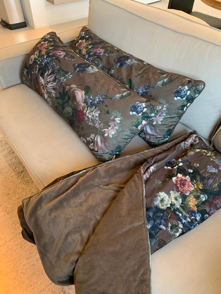 Luxe Essenza kussens en plaid, Ophalen, Zo goed als nieuw, Bruin, Rechthoekig