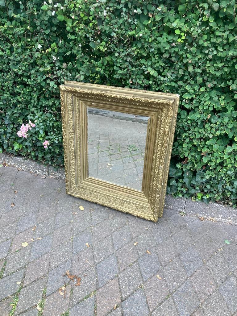 Antieke spiegel met gouden lijst - 78x90cm, Ophalen