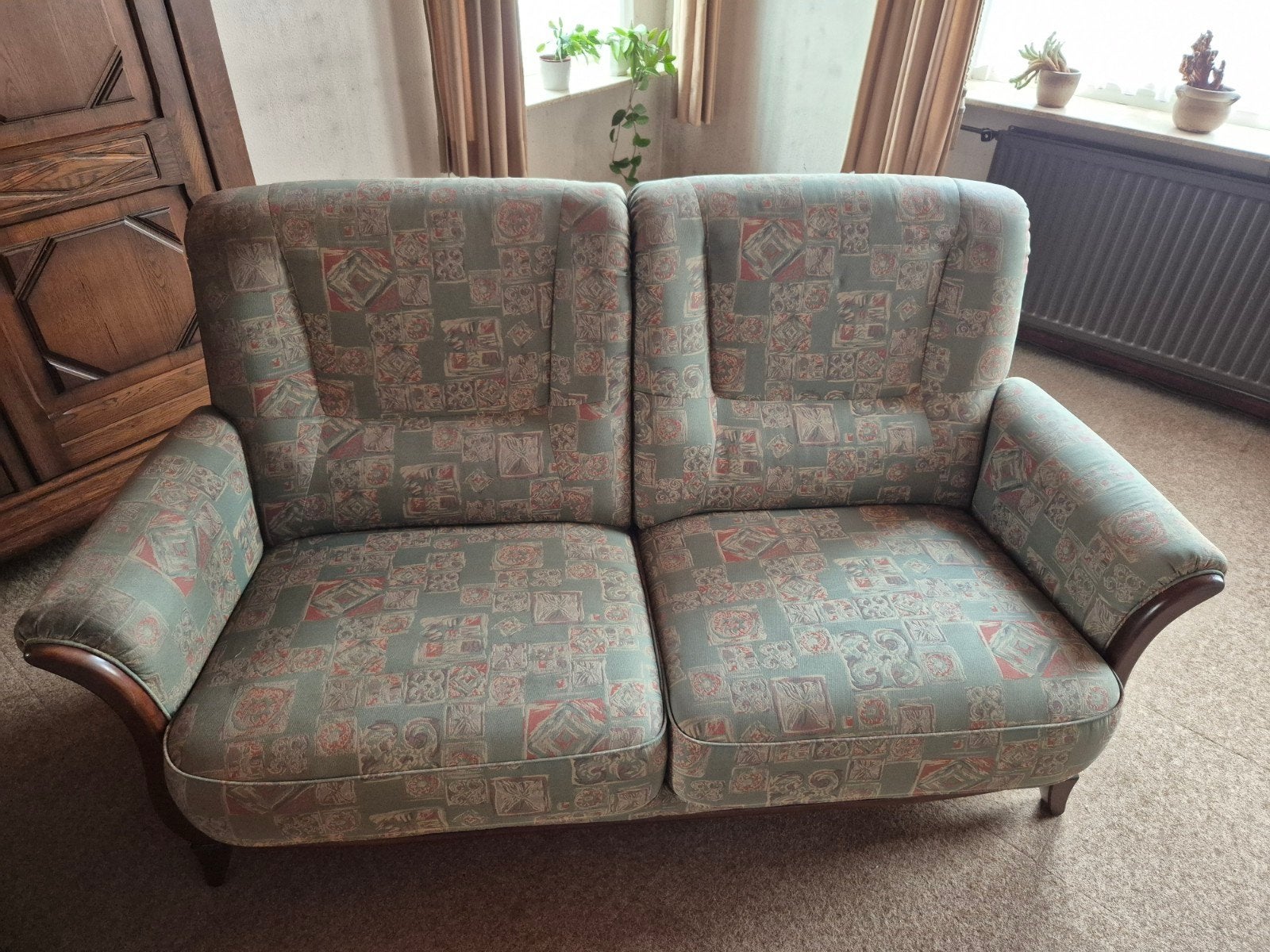 Bank bankstel 2 zitter en stoel, Ophalen, Gebruikt, 75 tot 100 cm
