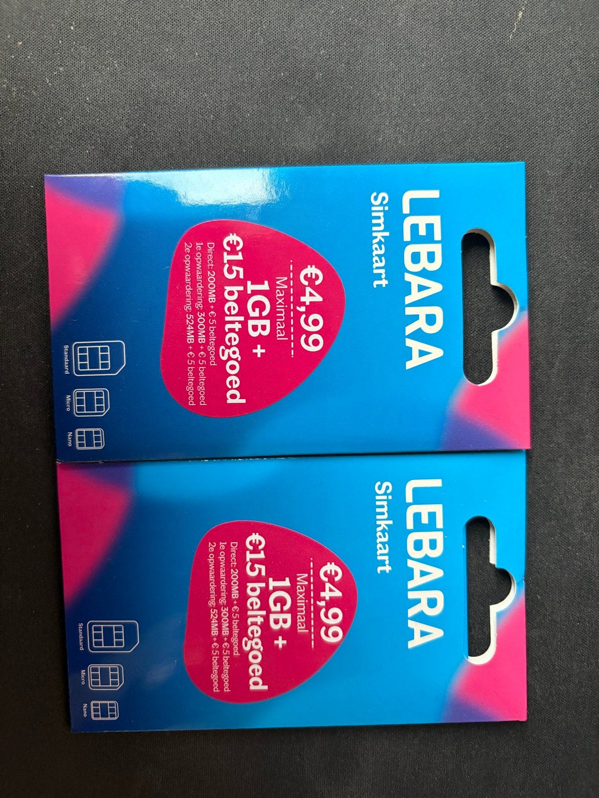 Lebara Simkaart - 1GB + €15 Beltegoed, Ophalen of Verzenden, Nieuw, Overige providers, Simkaart