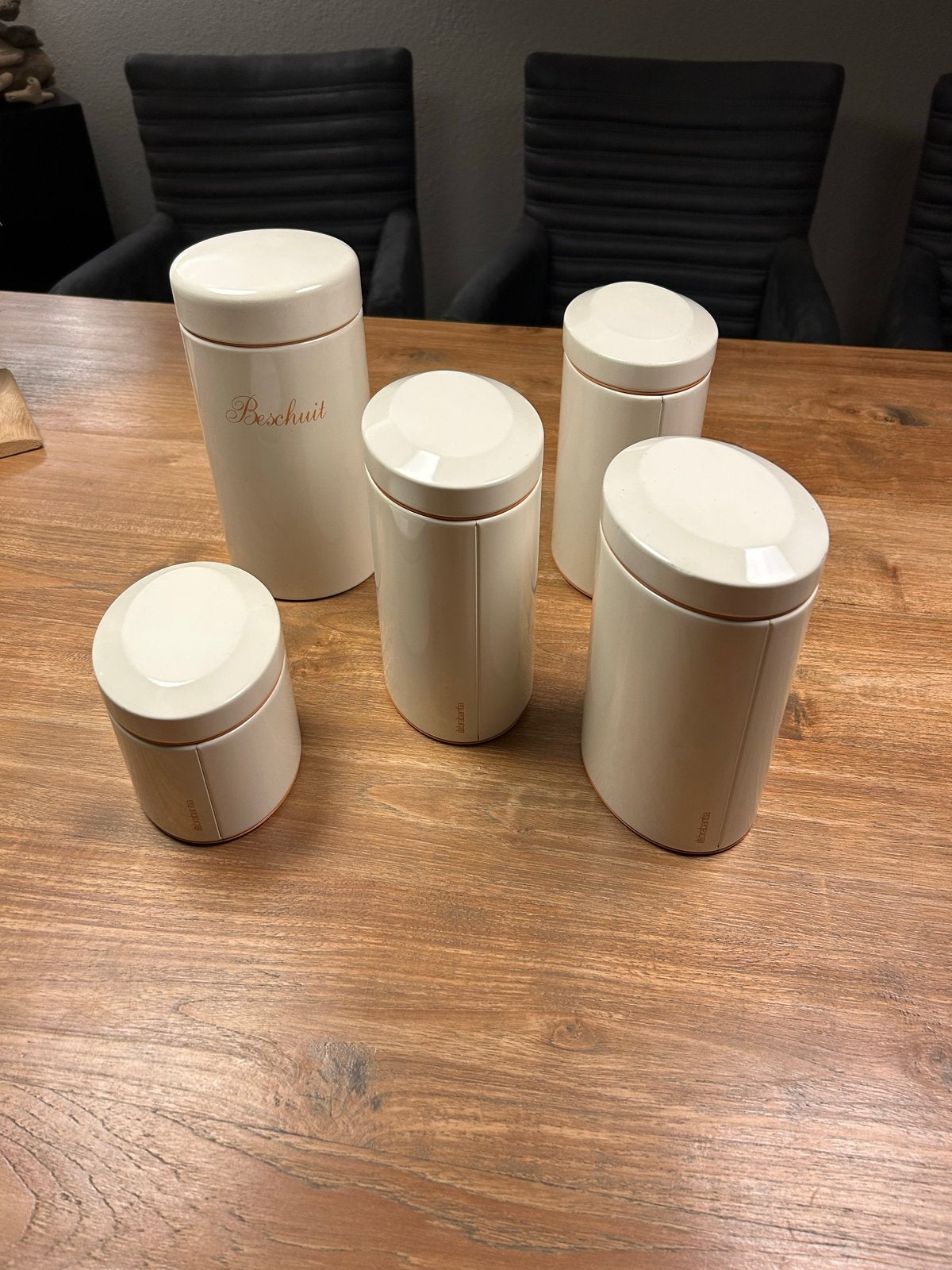 Brabantia voorraadpotten set - 5 stuks, Huis en Inrichting, Beige, Ophalen of Verzenden, Zo goed als nieuw, Voorraadpot