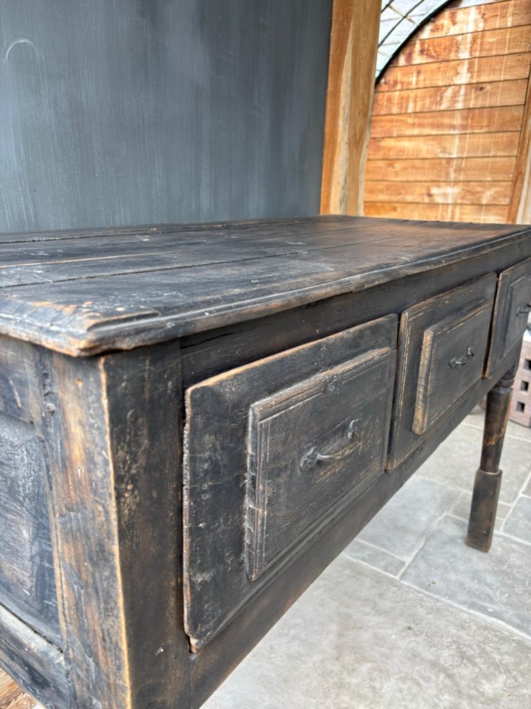 Antieke Zwarte Console Tafel met Lades - Rustieke Charme, Antiek en Kunst, Ophalen