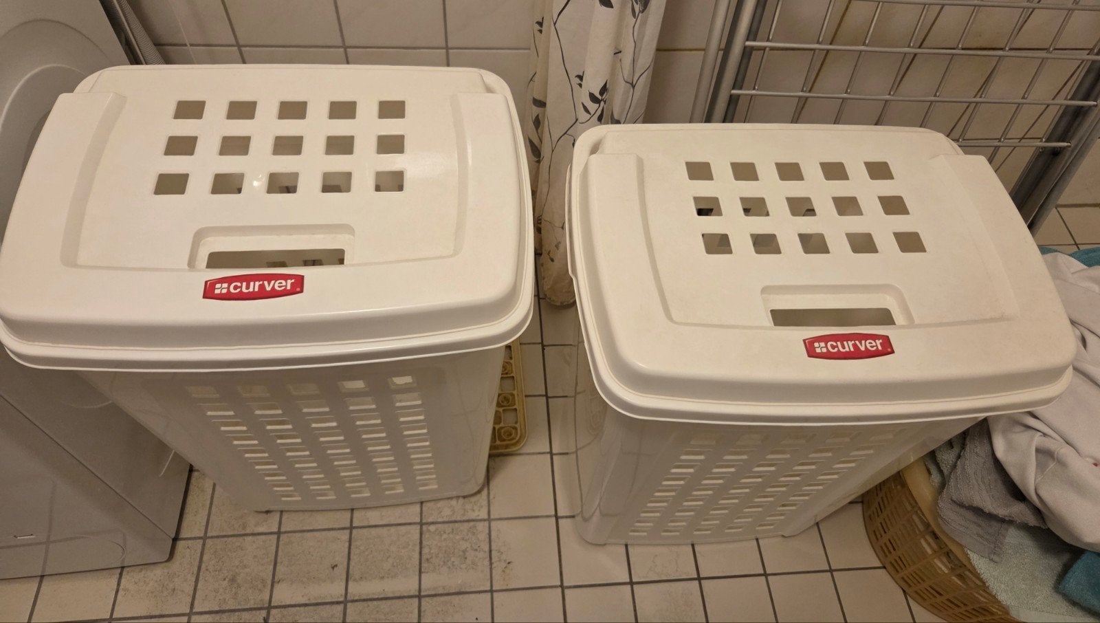 2 grote curver wasmanden wasmand, Ophalen, Wit