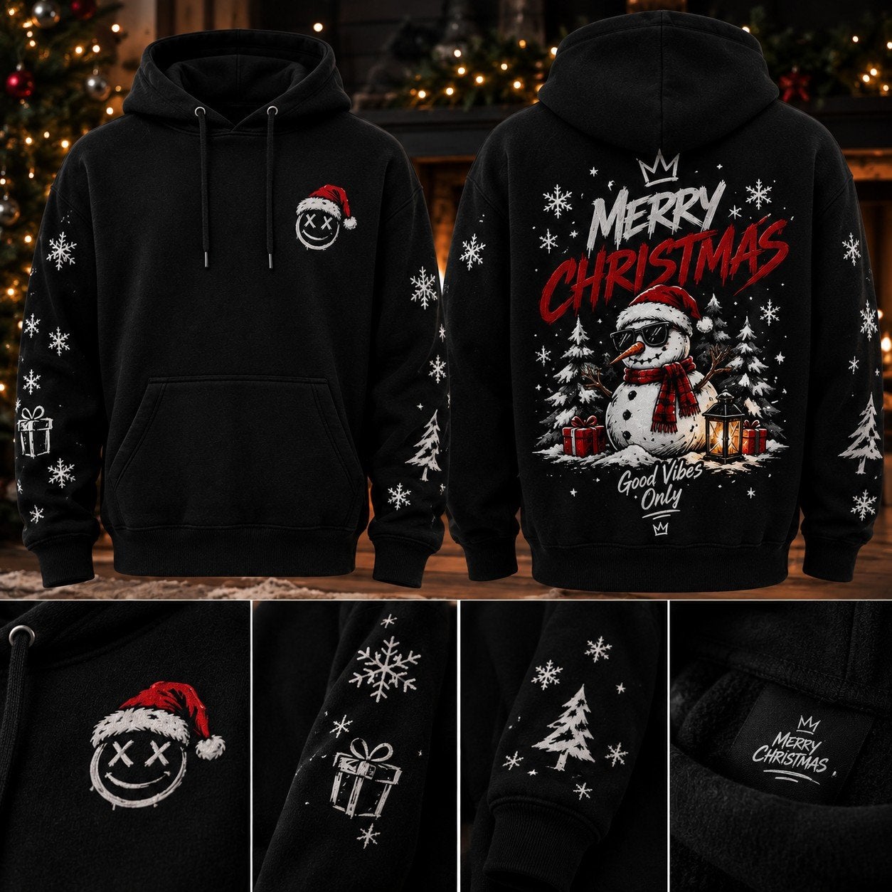 Kerst Hoodie met Sneeuwpop en 'Merry Christmas' print, Kleding | Heren, Ophalen of Verzenden, Nieuw, Onbekend