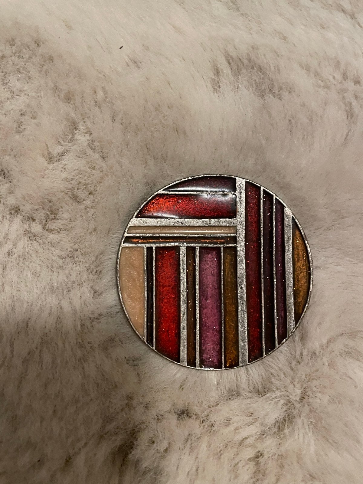 Vintage Broche met Kleurrijke Strepen, Overige materialen, 4 tot 7 cm, Gebruikt, Overige kleuren