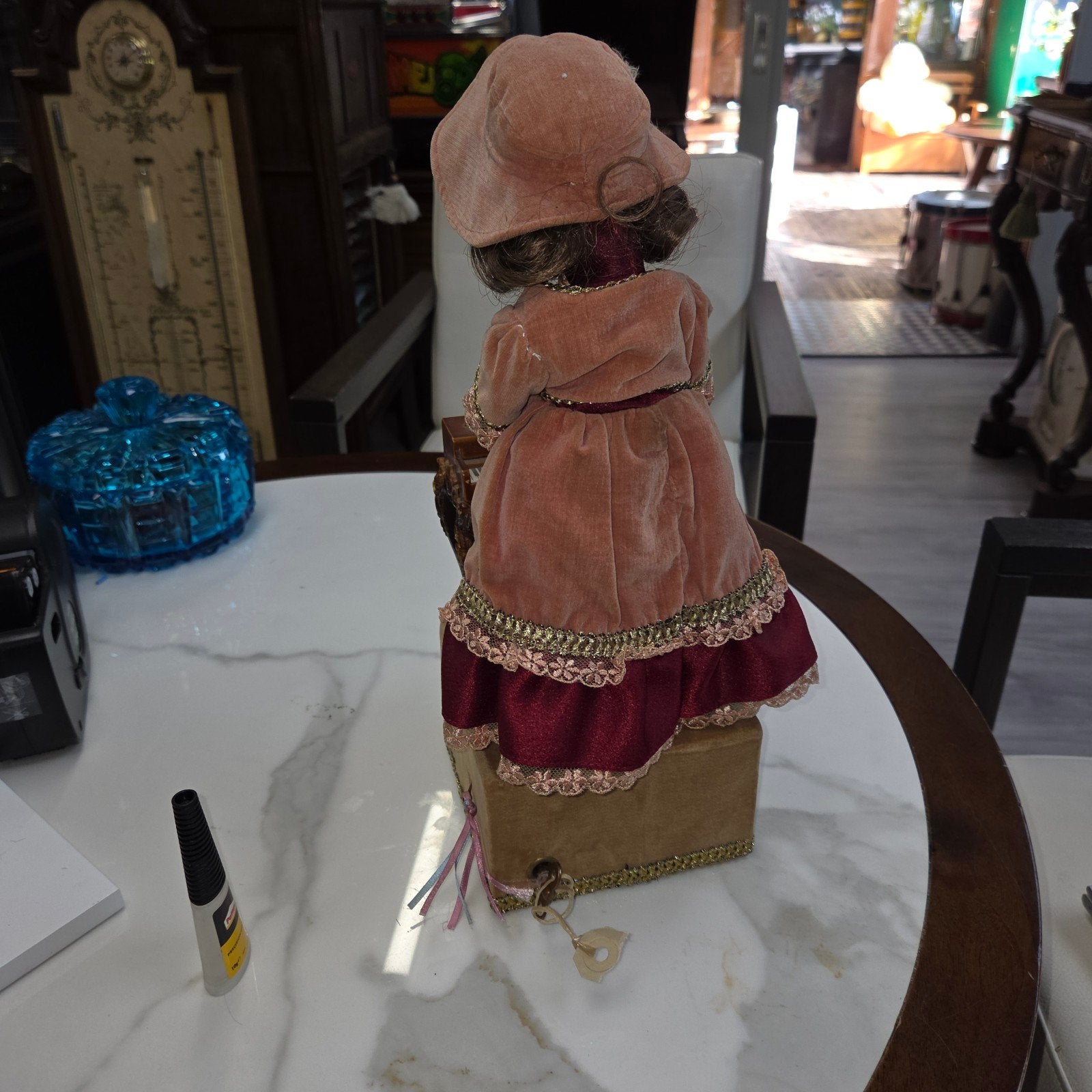 Antieke speeldoos amaton met bewegend hoofd en armen, Antiek en Kunst, Ophalen of Verzenden