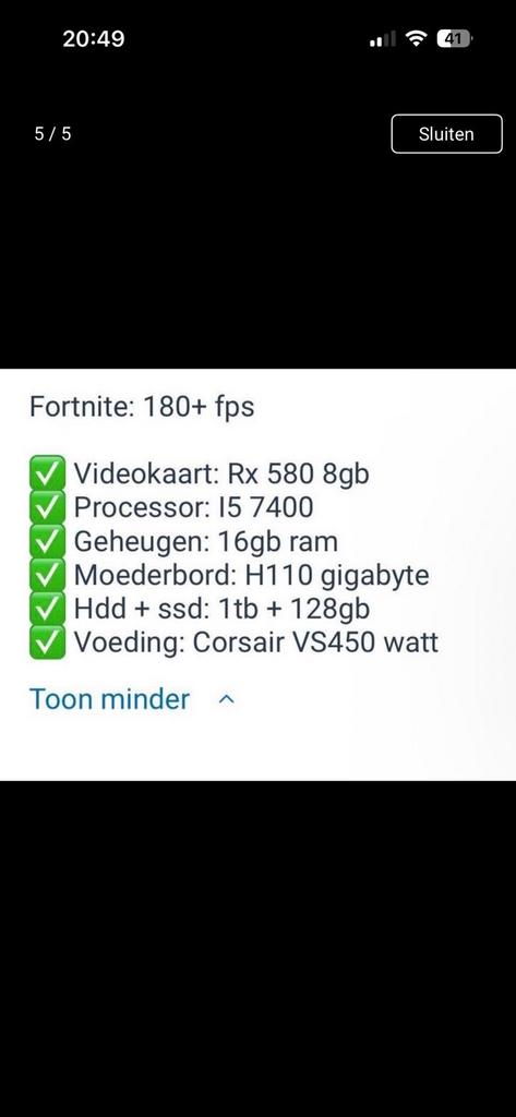 Gaming PC met RX 580 8GB, i5 7400, 16GB RAM, 1TB HDD + 128GB, Computers en Software, Desktop Pc's, Ophalen, Gebruikt, HDD, 2 tot 3 Ghz