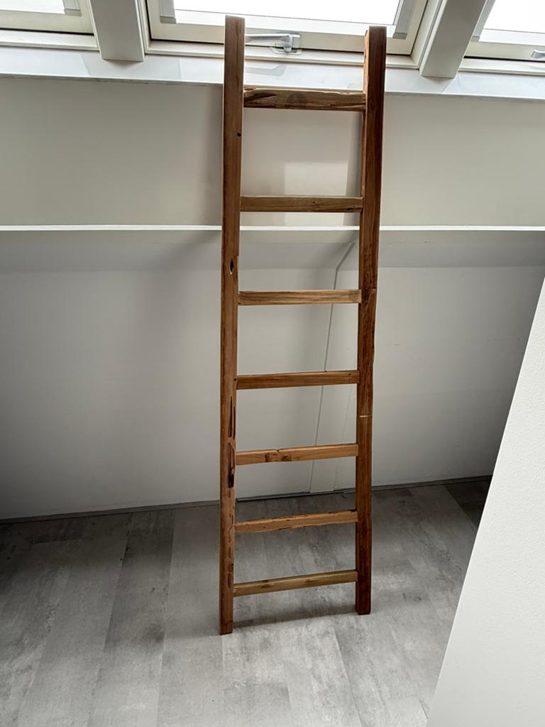 Teak ladder decoratief € 50,-, Ophalen, 180 cm, Hout, Zo goed als nieuw