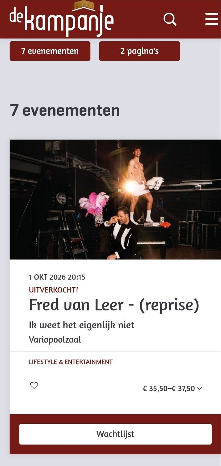 Twee kaartjes voor Fred van Leer, Eén persoon, April