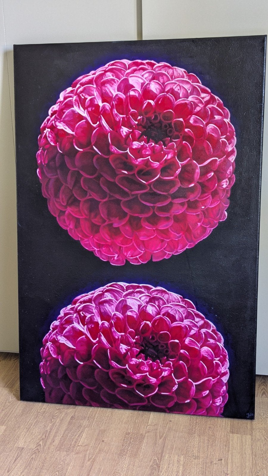Olieverfschilderij Bloem 80x120 cm, Ophalen, Textiel, Handgeschilderd, Bloemen