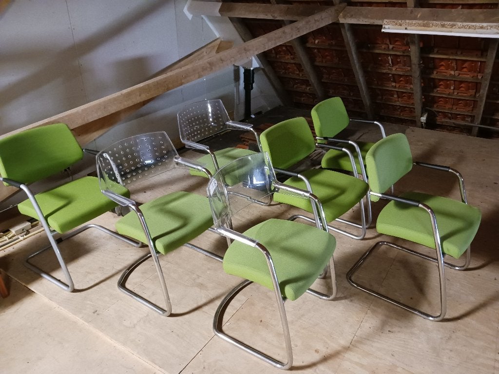 7 groene vergaderstoelen, Ophalen, Overige kleuren, Stof, Vijf, Zes of meer stoelen