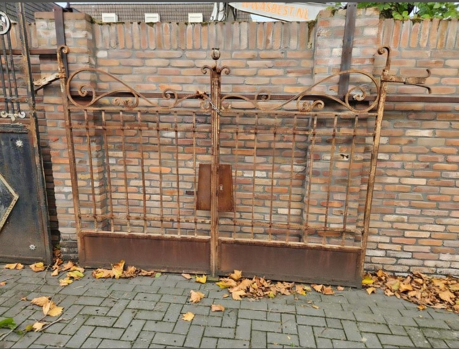 Prachtig zwaar antieke smeedijzeren dubbele poort *WEG=WEG*, Ophalen, IJzer, Sierhekwerk
