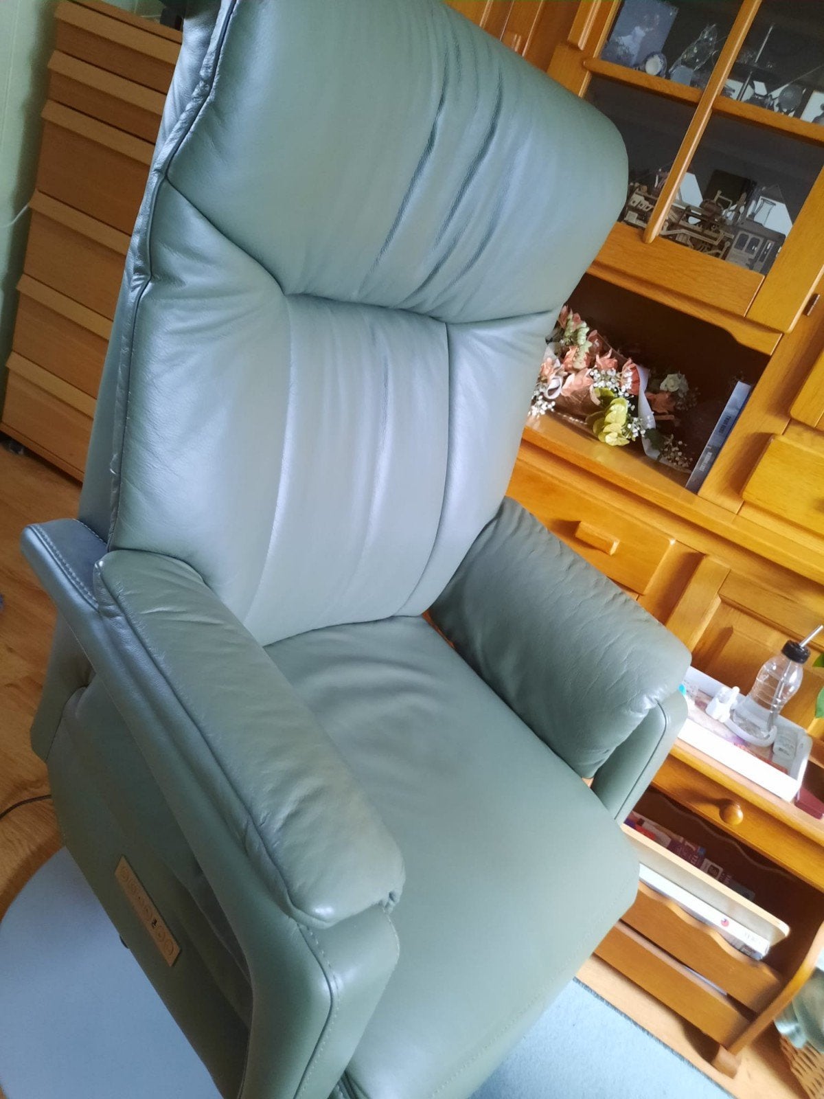Relaxstoel met sta-op functie, massage en verwarming, Ophalen, Overige kleuren, Modern klassiek, Leer