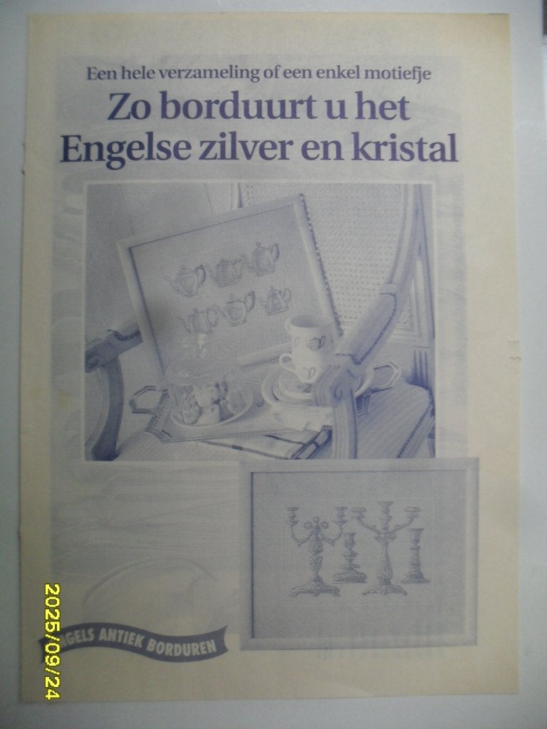 NIEUW, ORIGINEEL patroon Engels Antiek borduren. + DMC Garen, Ophalen of Verzenden, Nieuw, Handborduren, Patroon