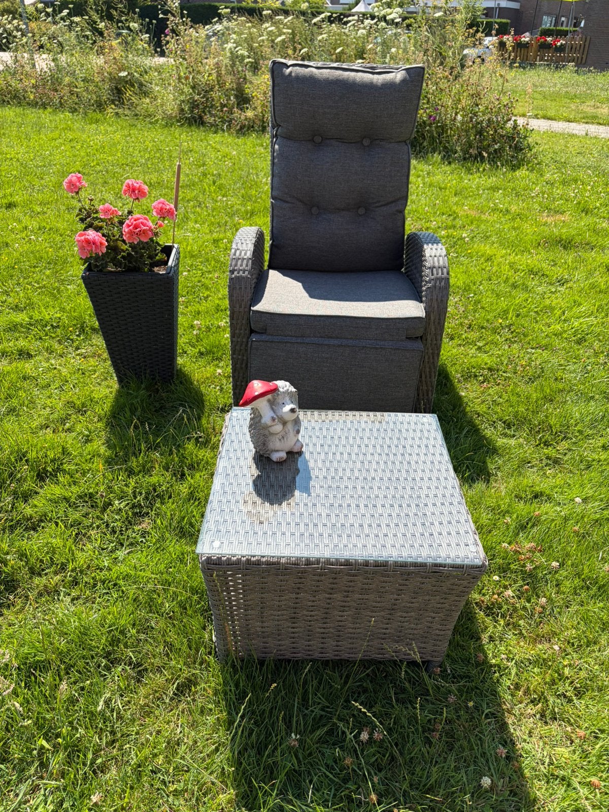 Wicker lounge stoel + tafeltje (50x50), Tuin en Terras, Ophalen, Zo goed als nieuw, Wicker