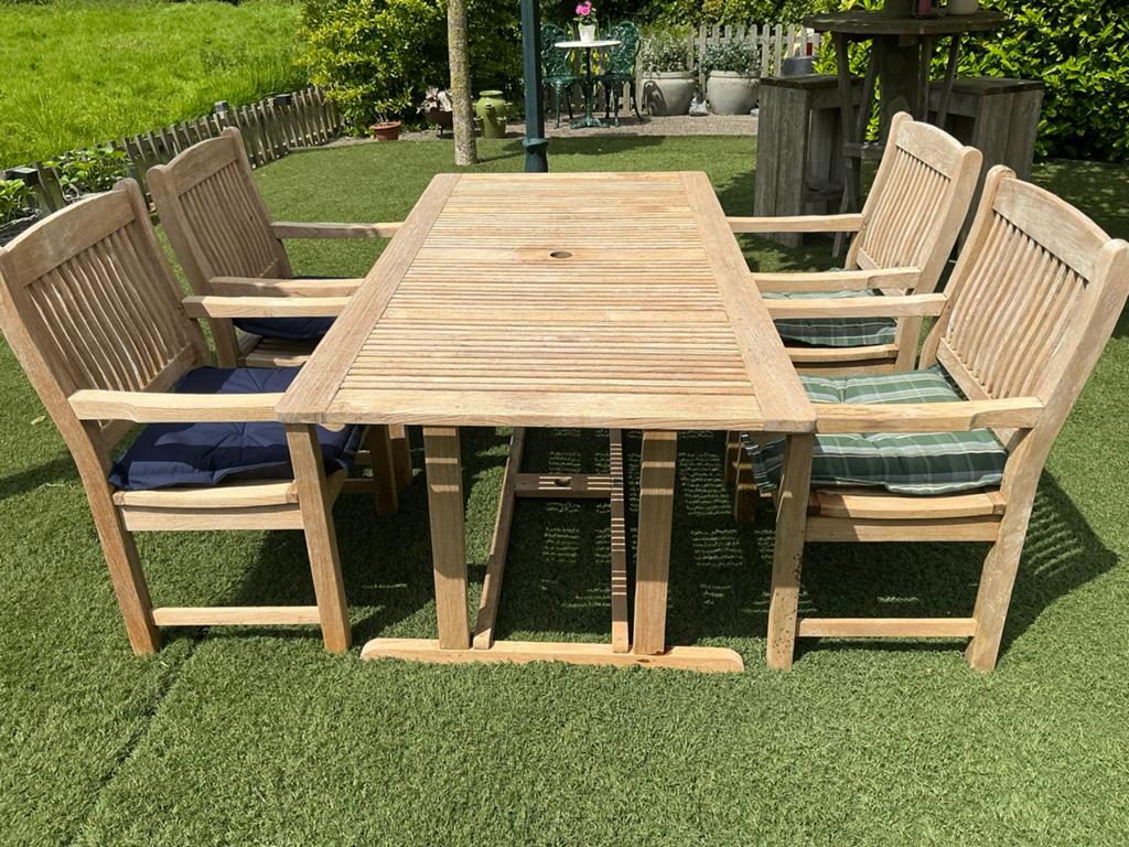 Teakhouten tuinset., Ophalen, Zo goed als nieuw, Teakhout