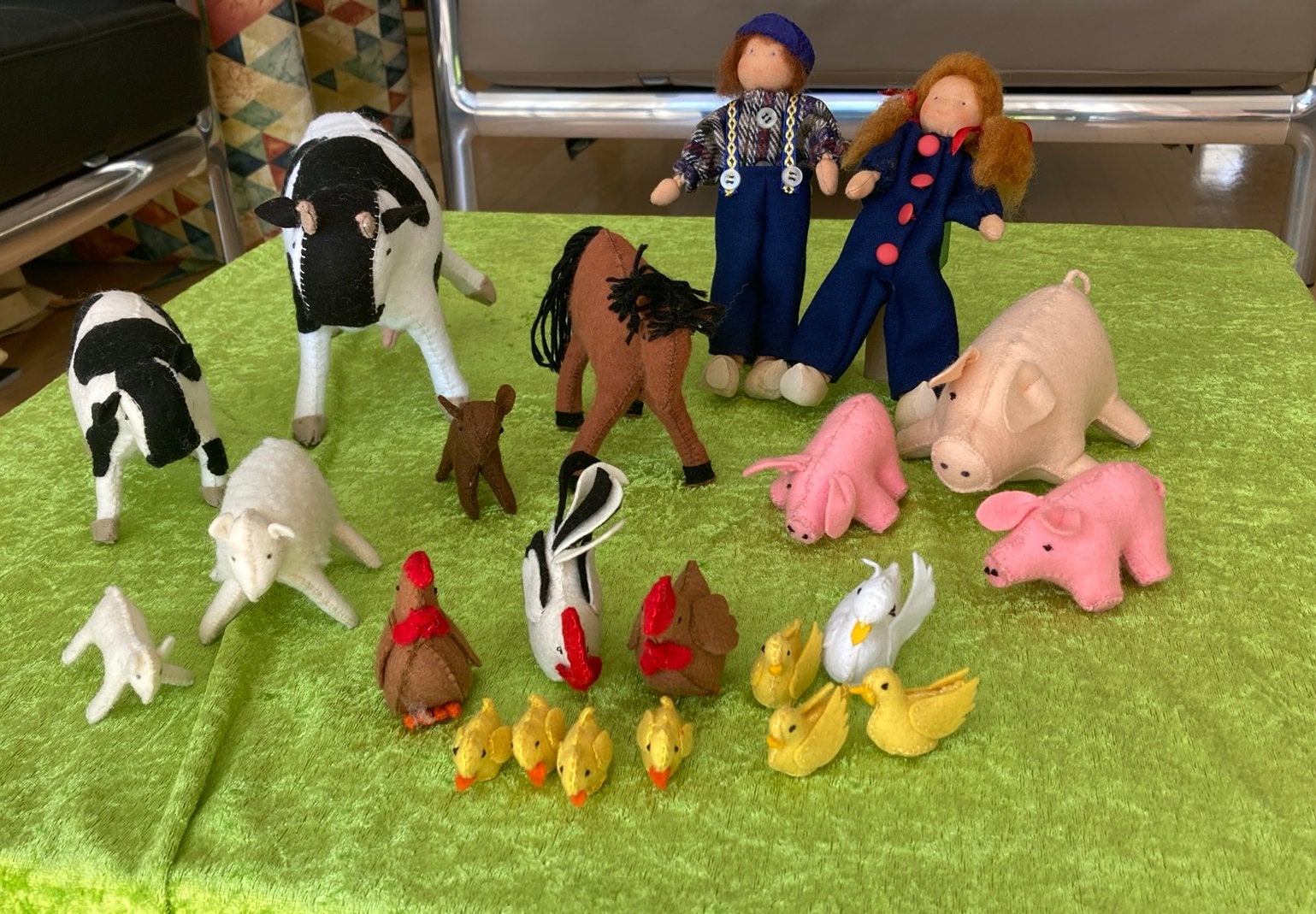 Grote set vilten boerderijdieren en poppen, Ophalen of Verzenden, Zo goed als nieuw, Overige typen