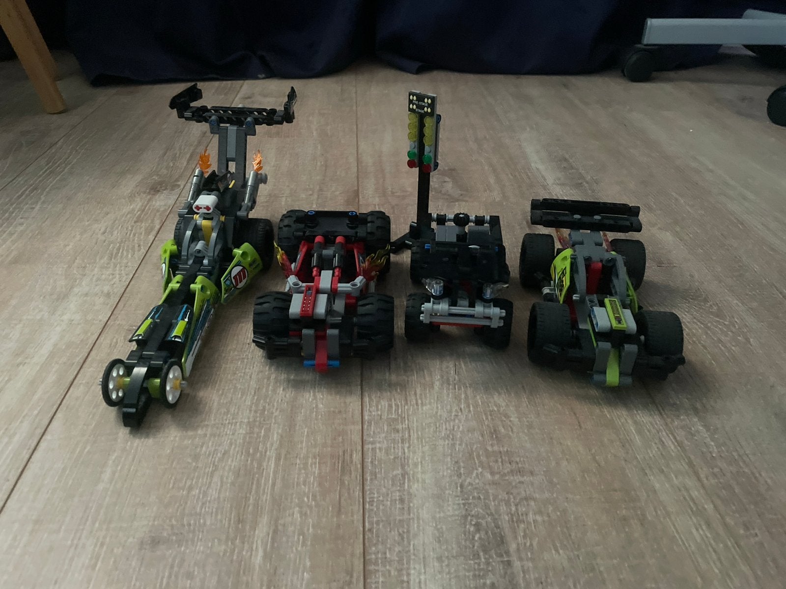Lego Technic set: Dragster, Whack!, Crash! en heftruck, Ophalen of Verzenden, Gebruikt, Overige merken