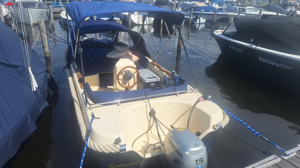 Sloep met Honda 15pk Buitenboordmotor en trailer, Benzine, Overige merken, Gebruikt, Buitenboordmotor