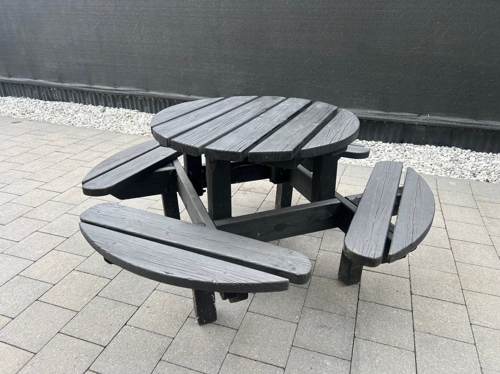 Zwart ronde kinder picknicktafel, Tuin en Terras, Picknicktafels, Ophalen, Zo goed als nieuw, Rond, Hout