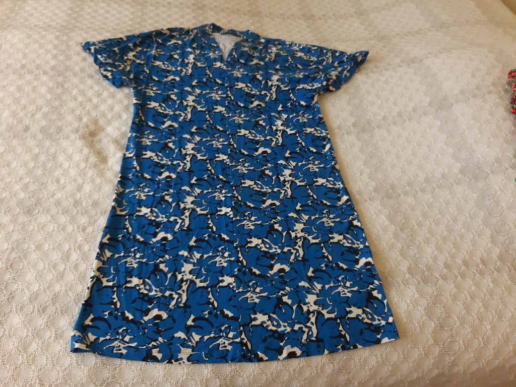 leuke aparte jurk Juffrouw Jansen maat XL, Kleding | Dames, Jurken, Ophalen, Blauw, Maat 46/48 (XL) of groter, Zo goed als nieuw