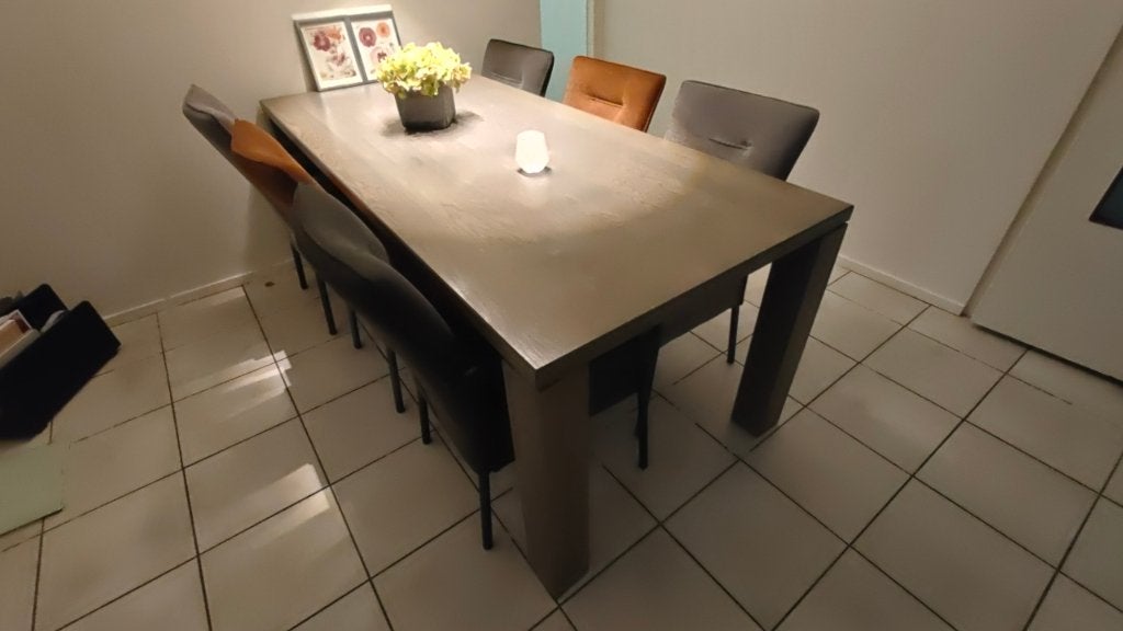 Eettafel met 6 stoelen, Ophalen, Gebruikt, 50 tot 100 cm, 150 tot 200 cm