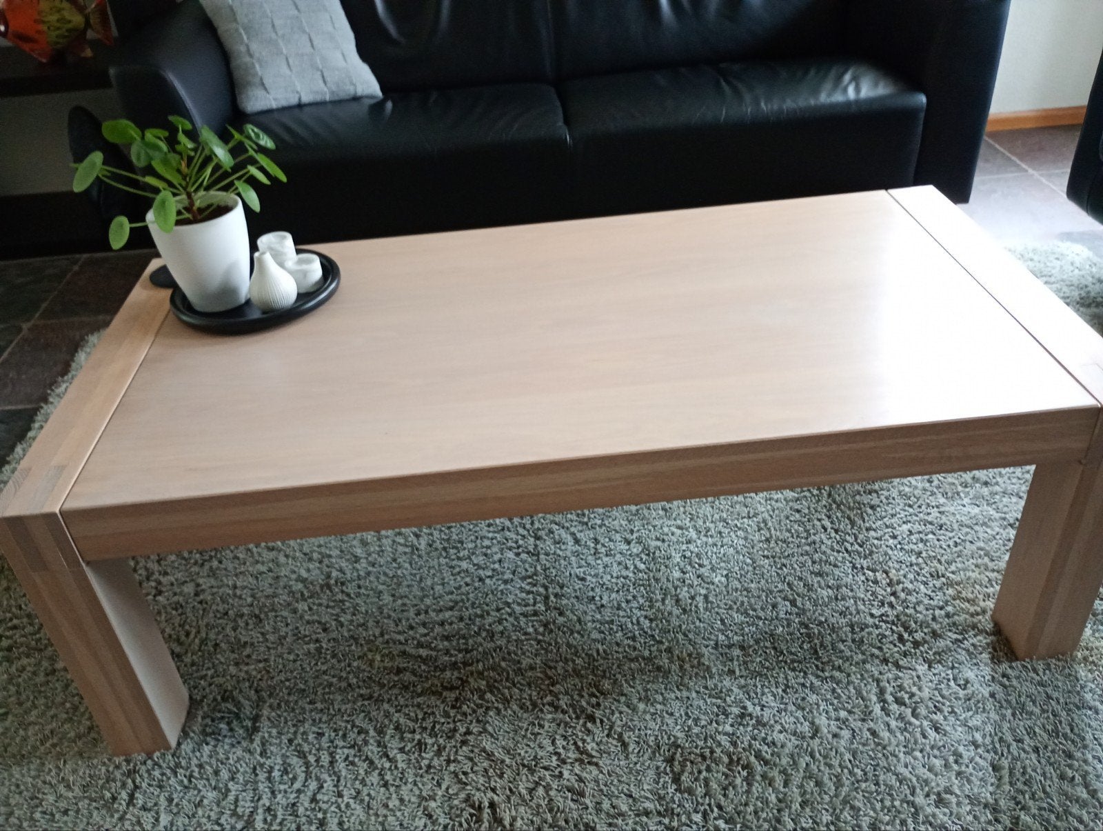 Salontafel white wash eiken 137x68x45cm, Ophalen, Gebruikt, 100 tot 150 cm, Eikenhout