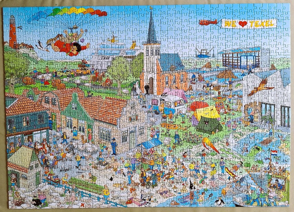 Rondje Texel - Puzzel Jan v Haasteren - 1000st - P131, Ophalen of Verzenden, 500 t/m 1500 stukjes, Gebruikt, Legpuzzel
