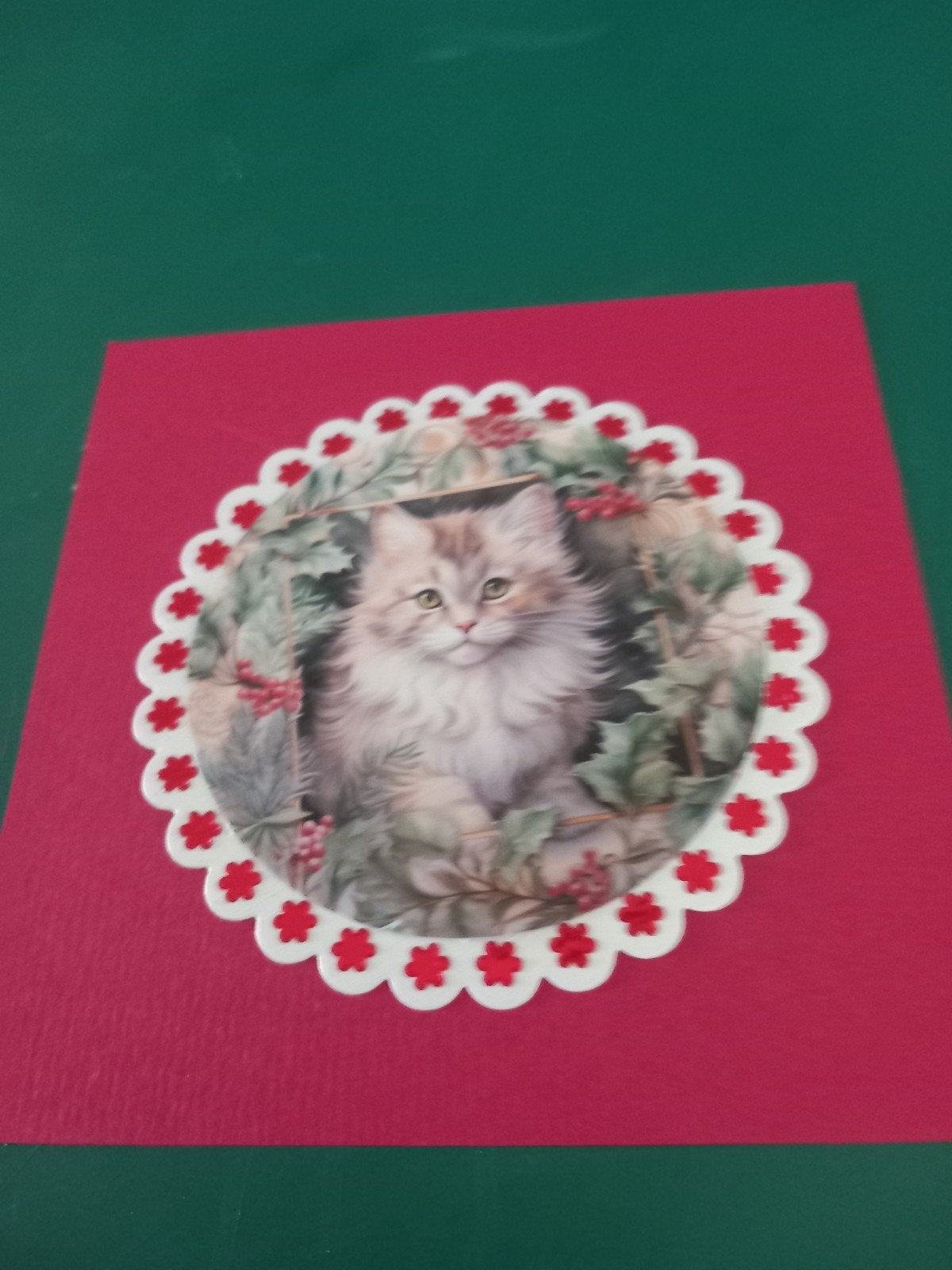 stansje met dots en plaatje op inlegvel, Ophalen of Verzenden, Kerst, Blanco kaart of Basiskaart