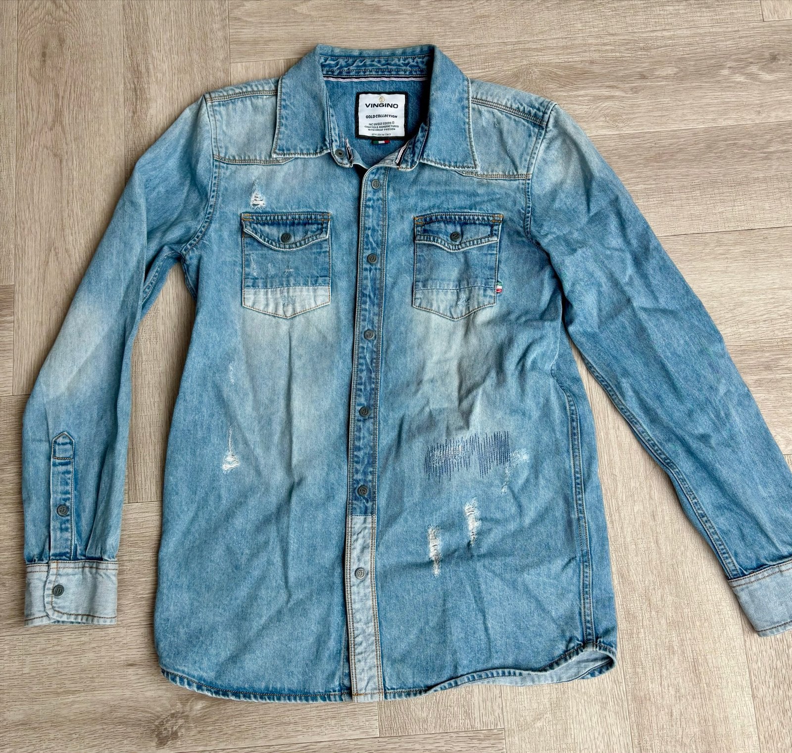 Vingino spijkerblouse maat 164, Ophalen of Verzenden, Gebruikt, Jongen of Meisje, Overhemd of Blouse