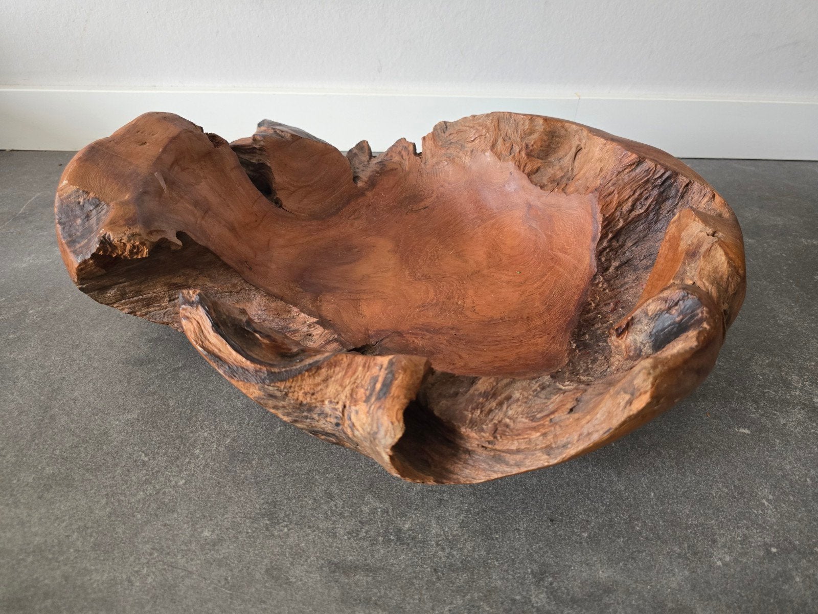 Unieke houten schaal van een olijfboom, Ophalen, Schaal, Zo goed als nieuw, Handgemaakt