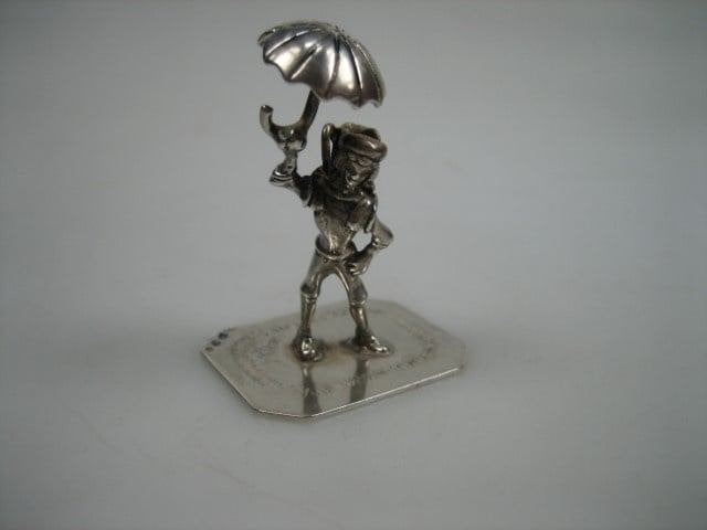 Zilveren paraplu verkoper in zilverminiatuur uit ca. 1976, Antiek en Kunst, Verzenden, Zilver