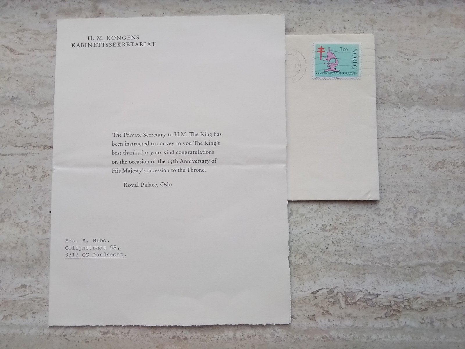 25 jarig regeringsjubileum van Koni g Olaf., Verzamelen, Ophalen of Verzenden, Gebruikt, Buitenland, Kaart, Foto of Prent