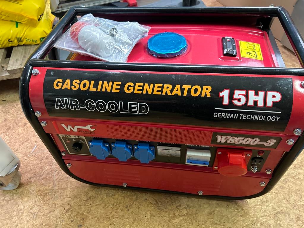 Nieuwe WÜRZBURG WS8500-3 Benzine Generator 15HP, Ophalen, Nieuw