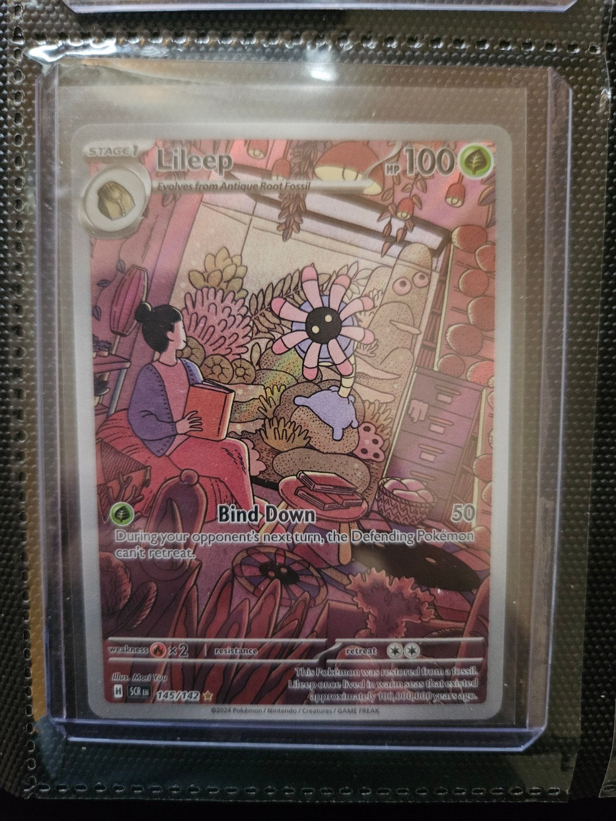 Pokemon Lileep 145/142 Stellar Crown, Ophalen of Verzenden, Zo goed als nieuw, Losse kaart, Foil
