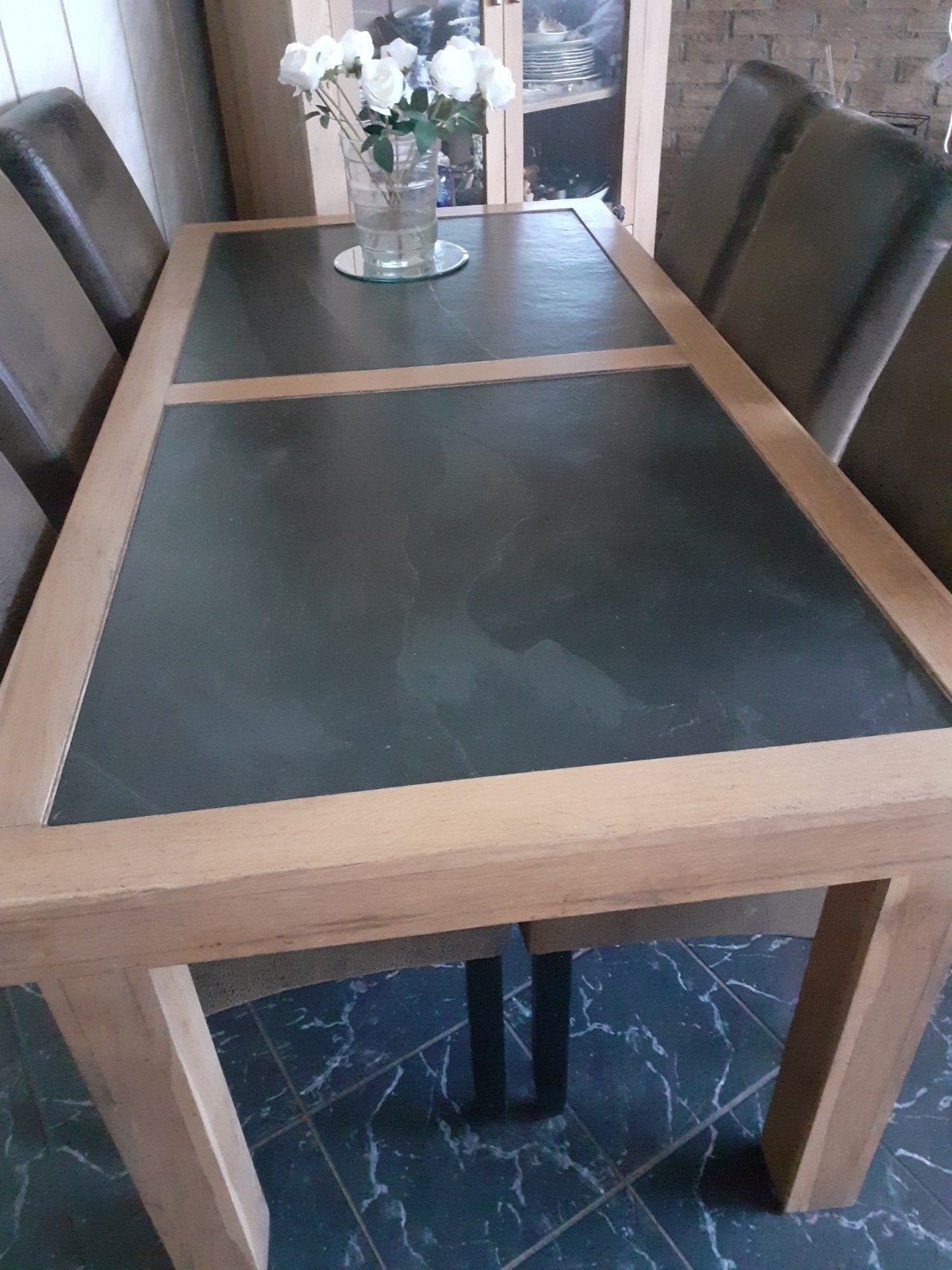 Eikenhouten eettafel met 6 stoelen, Huis en Inrichting, Ophalen