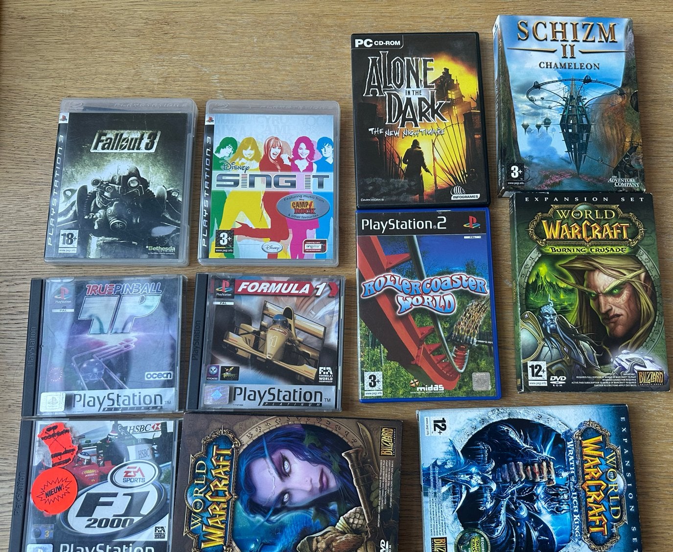 Diverse games: World of Warcraft, Fallout 3, PS1/PS2/PC, Spelcomputers en Games, Online, Gebruikt, Overige genres, 1 speler