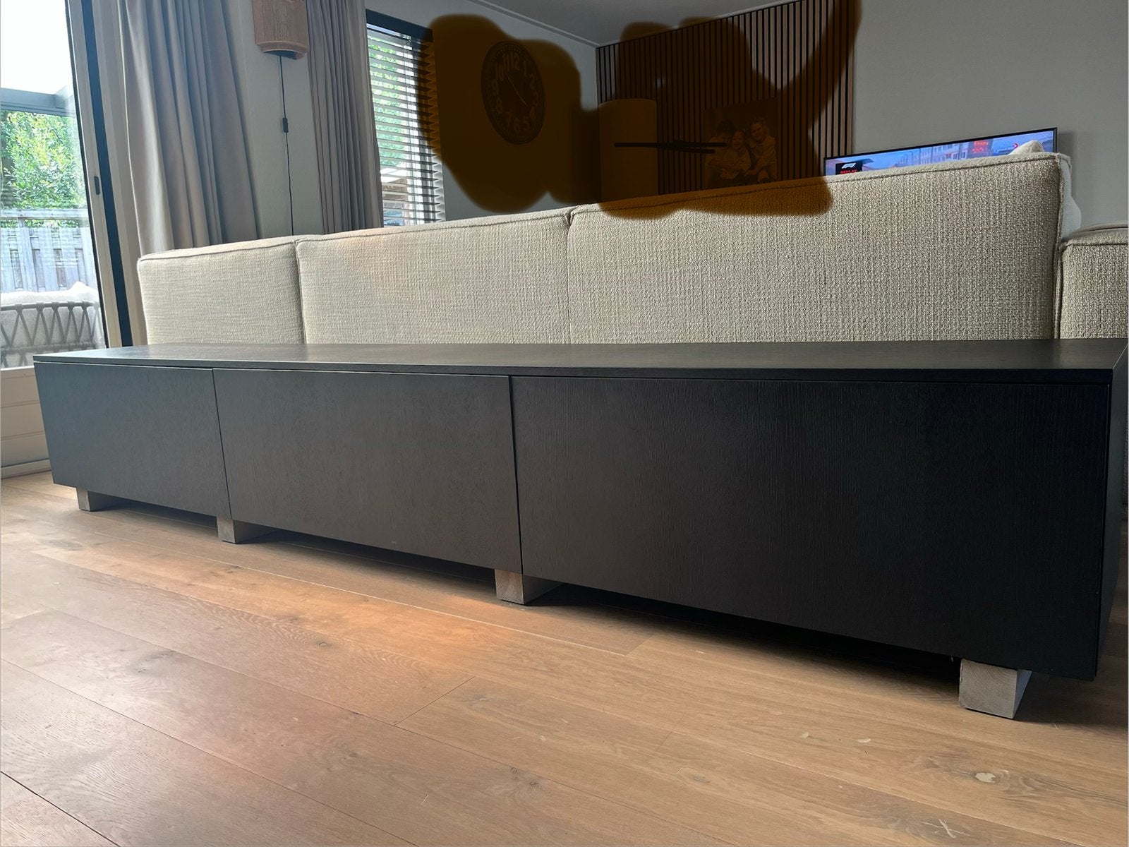 Zwevend tv meubel zwart incl ophangbeugels 280x40x45, Ophalen, Zo goed als nieuw, 25 tot 50 cm, Minder dan 100 cm